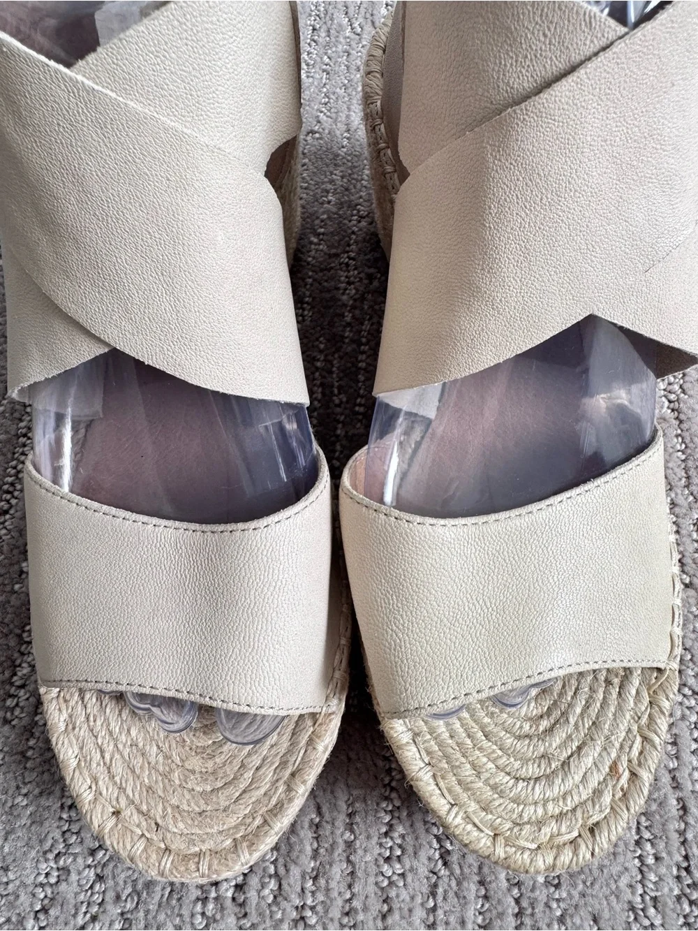 NWOB Eileen Fisher Willow Leather Wedge Espadrille Sandals Nude Women’s Size 8.5
